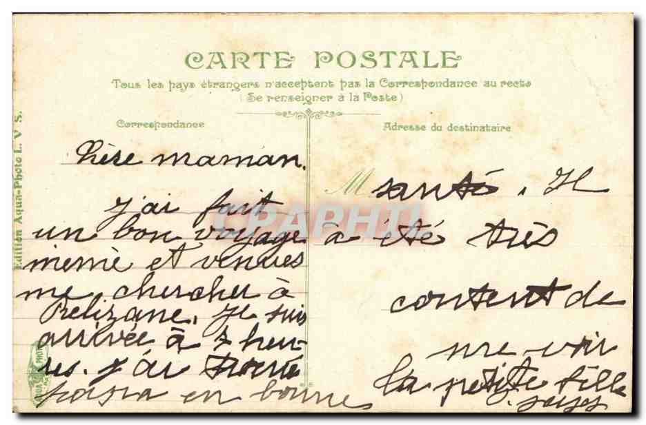 Algérie. Mendiantes Arabes à la porte d'une Mosquée — Édition A. A. L. V. S. — Rückseite