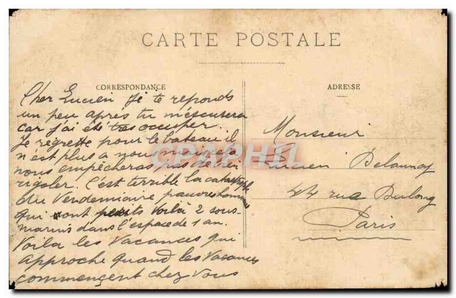 Algerie Alger CPA Le paquebot Timgad de la Cie Gle Transatlantique — Verso