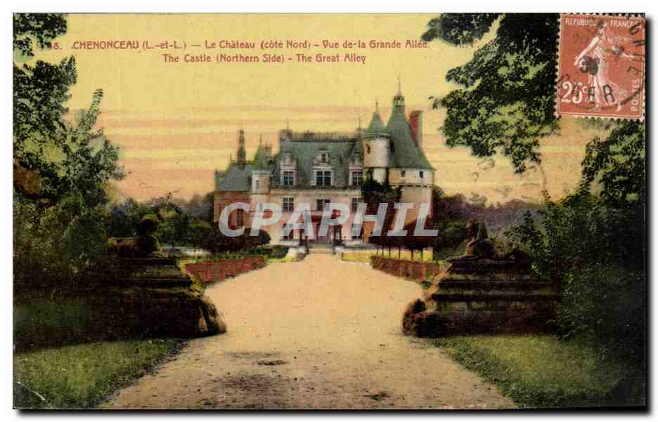 Chenonceau CPA Le chateau Vue de la grande allee