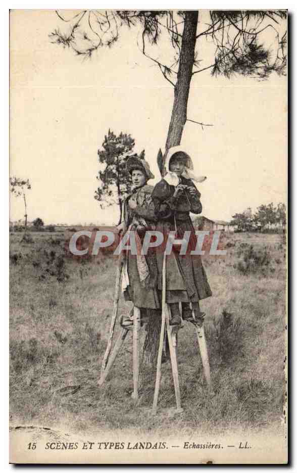 CPA Scenes et types landais Echassieres TOP