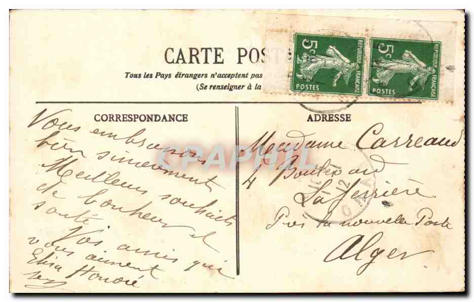 Oran - Le Théâtre Municipal et la Rue de la Révolution — E. S. n°227 — Verso