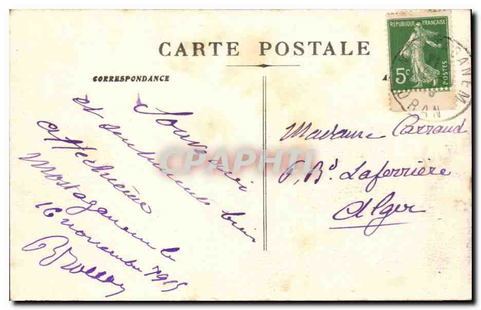 Algerie Mostaganem CPA Villas Pinedas — Back
