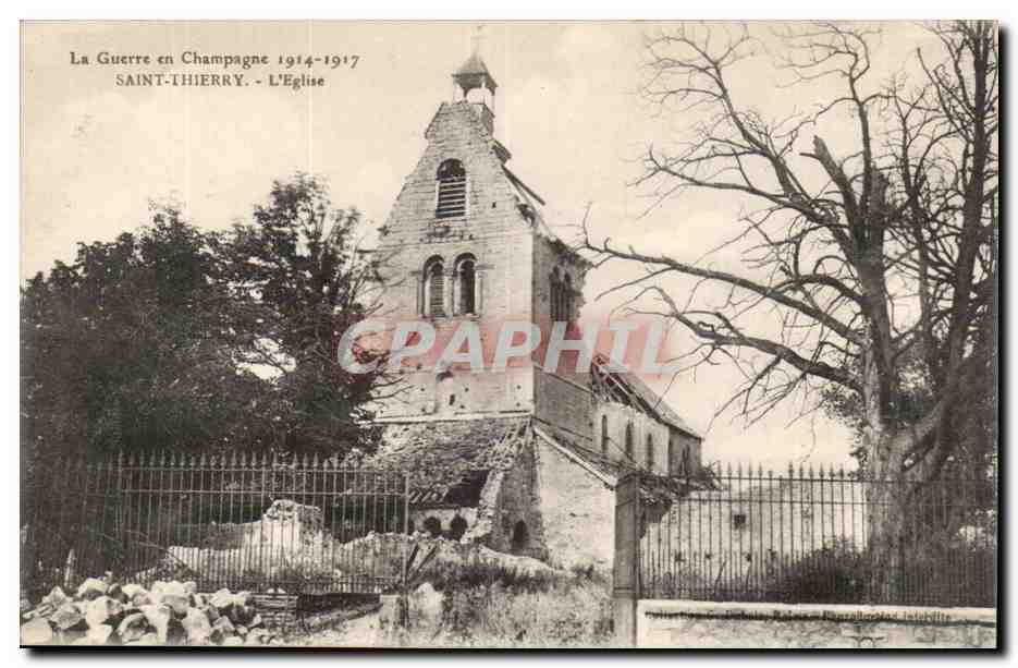 CPA Saint Thierry L'eglise La guerre en Champagne