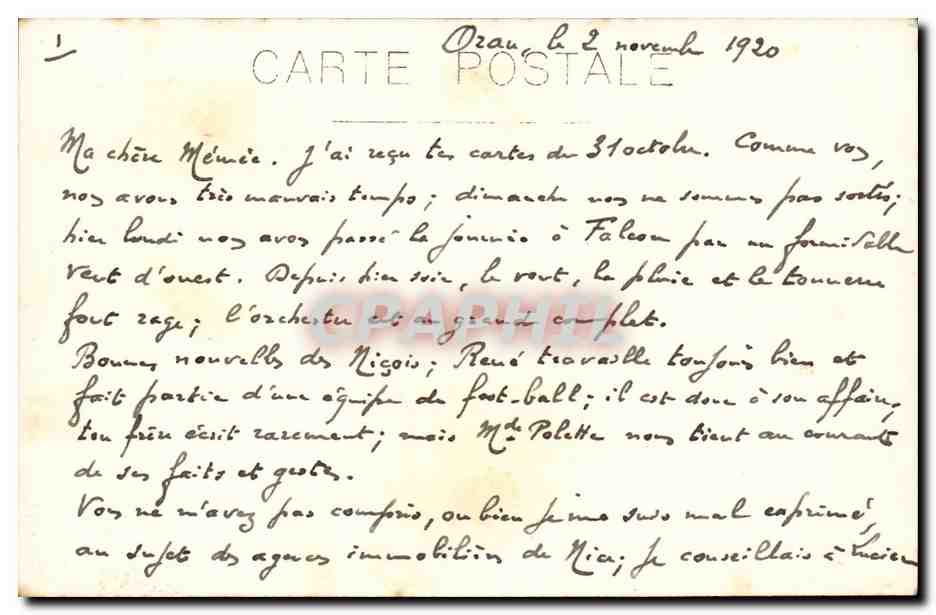 Femmes — jardin tropical — Orau, 1920 — Carte postale — Rückseite