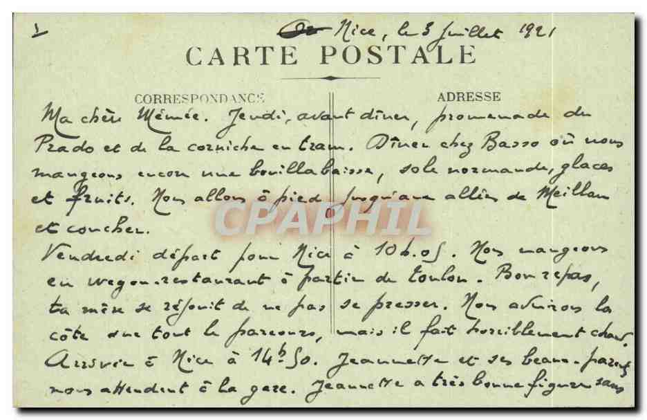 Marseille CPA Hotel des Messageries MAritimes (Place Sadi CArnot) — Rückseite