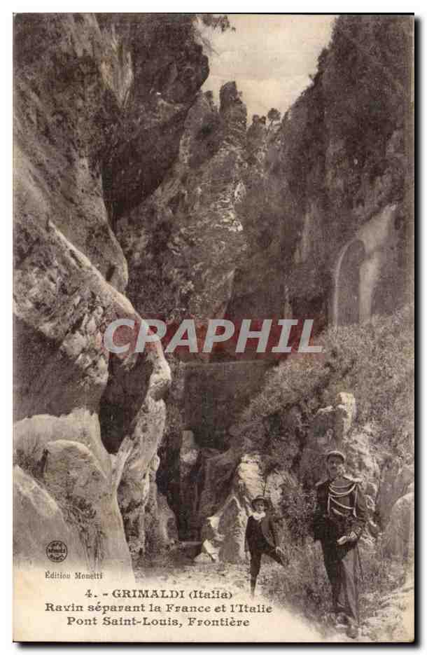 GRimaldi (Italie Italie) CPA Ravin separant la France et l'italie Pont Saint Louis Frontiere