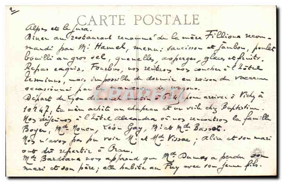 Marseille CPA Promenade de la corniche La Prophete — Verso