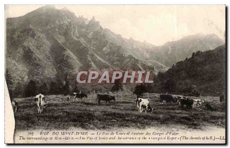 environs du Mont Dore CPA Le Puy de saacy et l'entree des gorges de l'enfer (vaches)