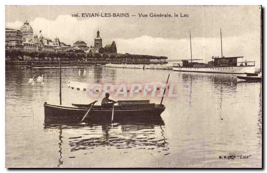 EVIAN-LES-BAINS — Vue Générale, le Lac — B.F. "Lux"