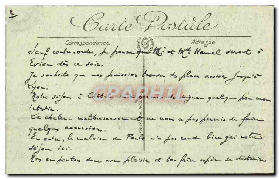 Chatelguyon CPA Le theatre et l'avenue Baraduc — Rückseite