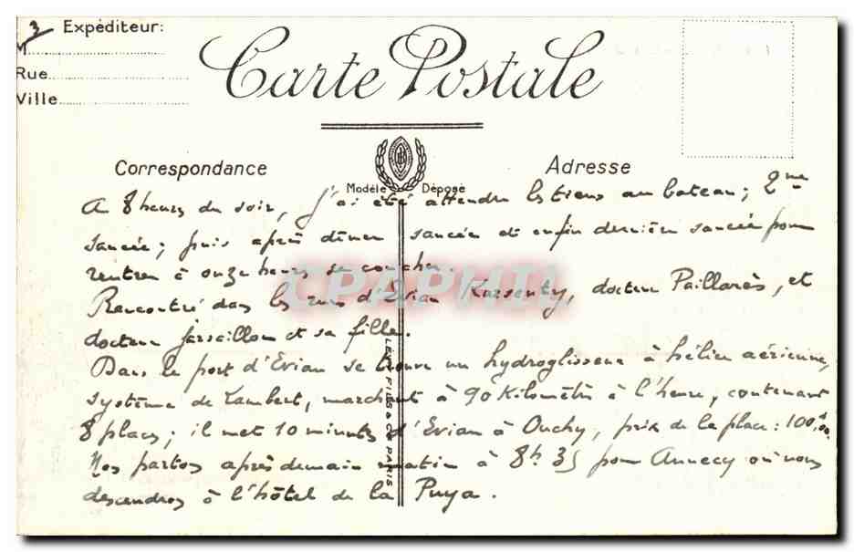 ÉVIAN-LES-BAINS — La Place et l'Église — LL. — N° 113 — Reverso