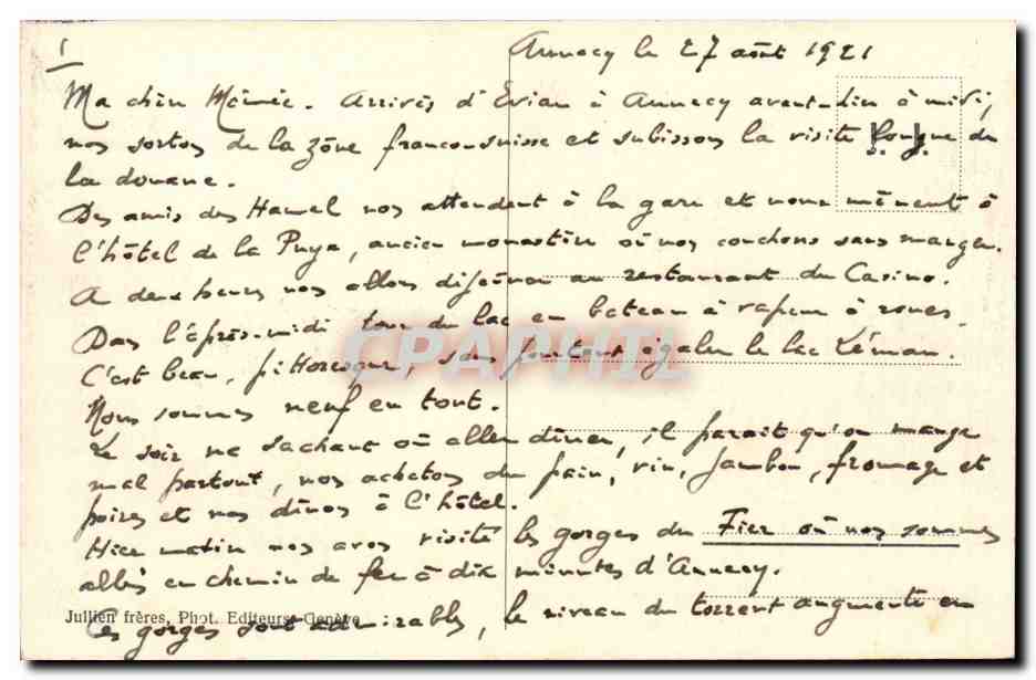 Aix les Bains cPA Vue generale — Rückseite