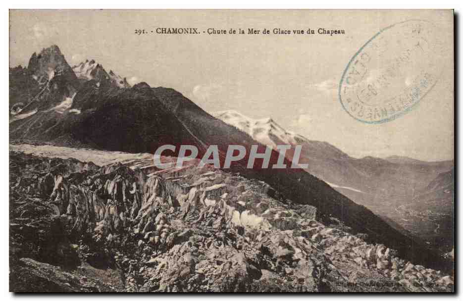Chamonix CPA Chute de la mer de glace vue du chapeau