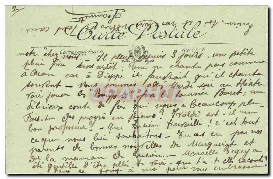Dieppe CPA Les falaises (enfants) — Verso