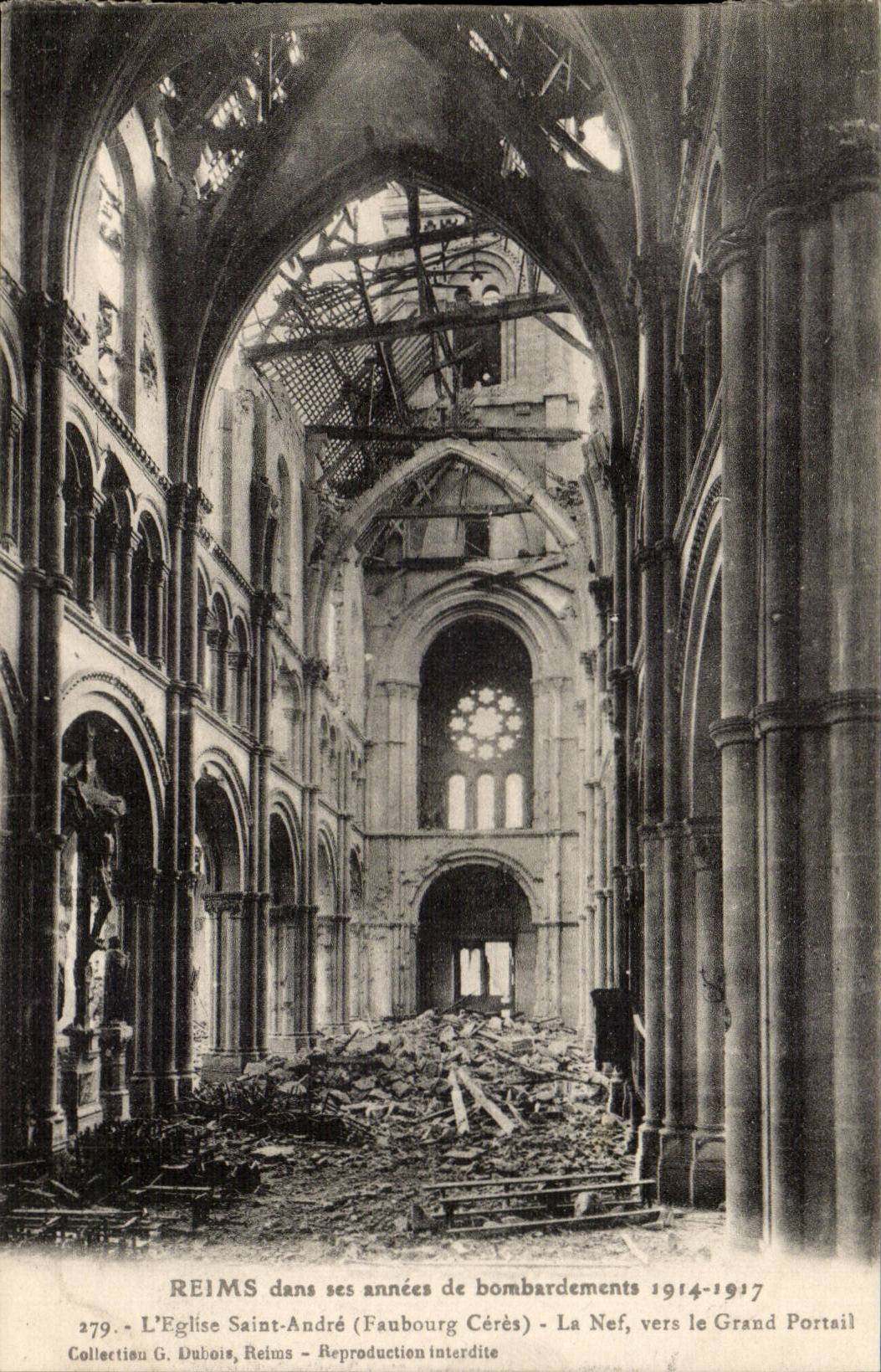 Reims dans ses annees de bombardement 1914 1917 CPA Eglise Saint Andre