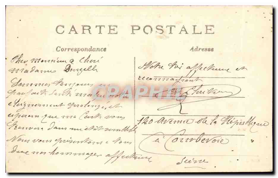 Levallois PErret CPA Dirigeable evoluant au dessus de la mairie (zeppelin ballon) — Rückseite