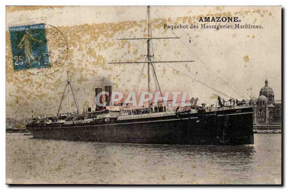 CPA PAquebot Amazone Messageries Maritimes (Marseille)