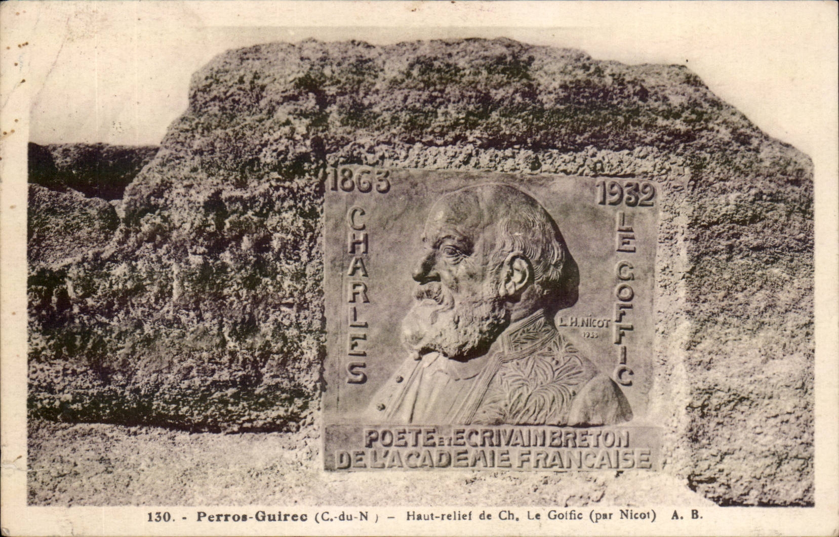 Perros-Guirec (C.-du-N) — Haut-relief de Charles Le Goffic (1863-1932) — A. B. (éditeur)