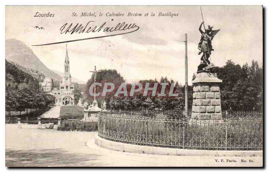 Lourdes CPA St Michel le calvaire breton et la basilique