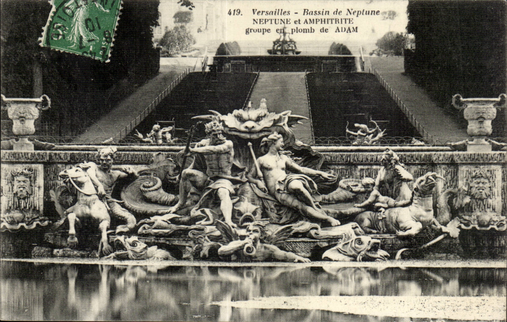 Versailles - Bassin de Neptune groupe en plomb de Adam - CPA 