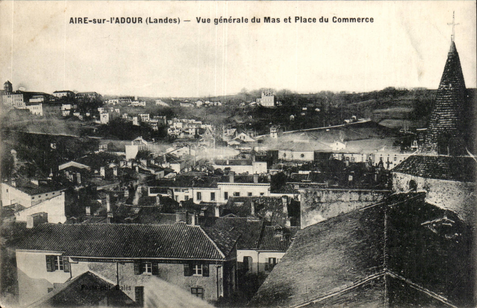 Aire sur L ' Adour - Vue Generale du Mas et Place Commerce - CPA 