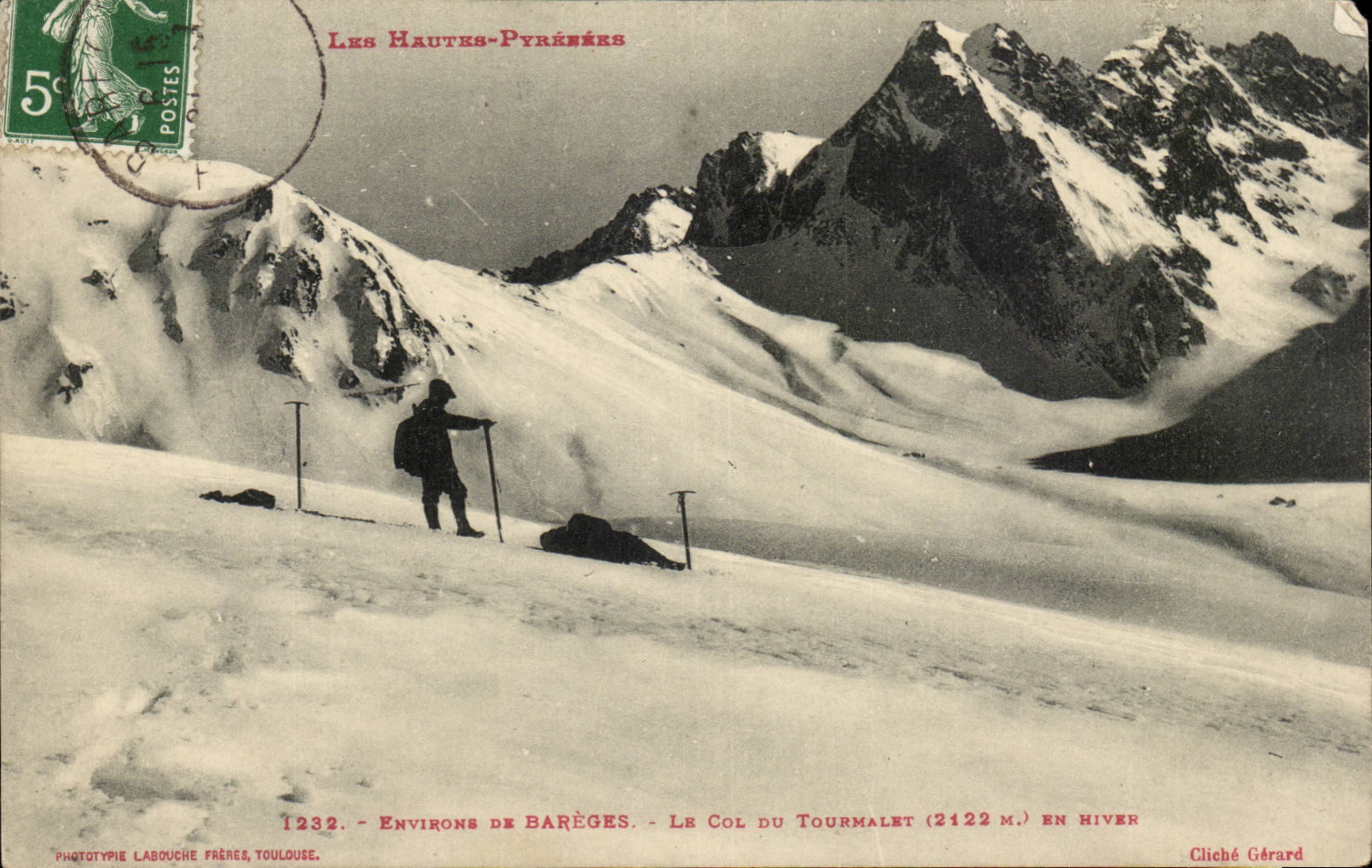 The Hautes-Pyrénées — The Col du Tourmalet (2122 m.) in winter — Phototypie Labouche Frères, Toulouse, no. 1232
