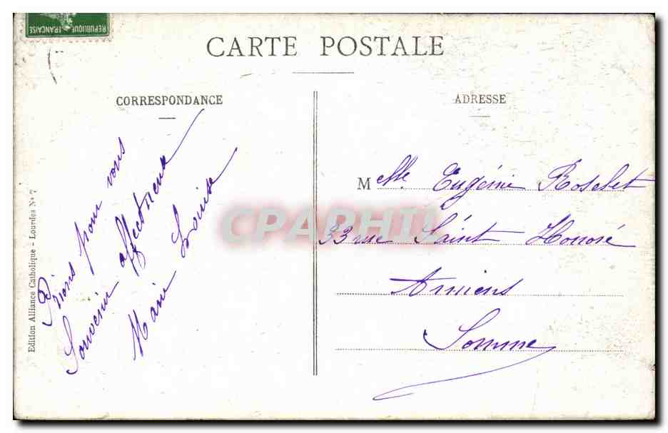 Lourdes CPA La grotte  — Verso