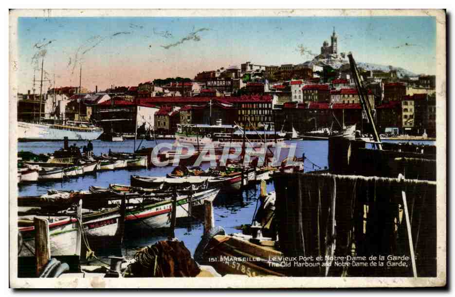 Marseille CPA Le vieux port et Notre DAme de la Garde 