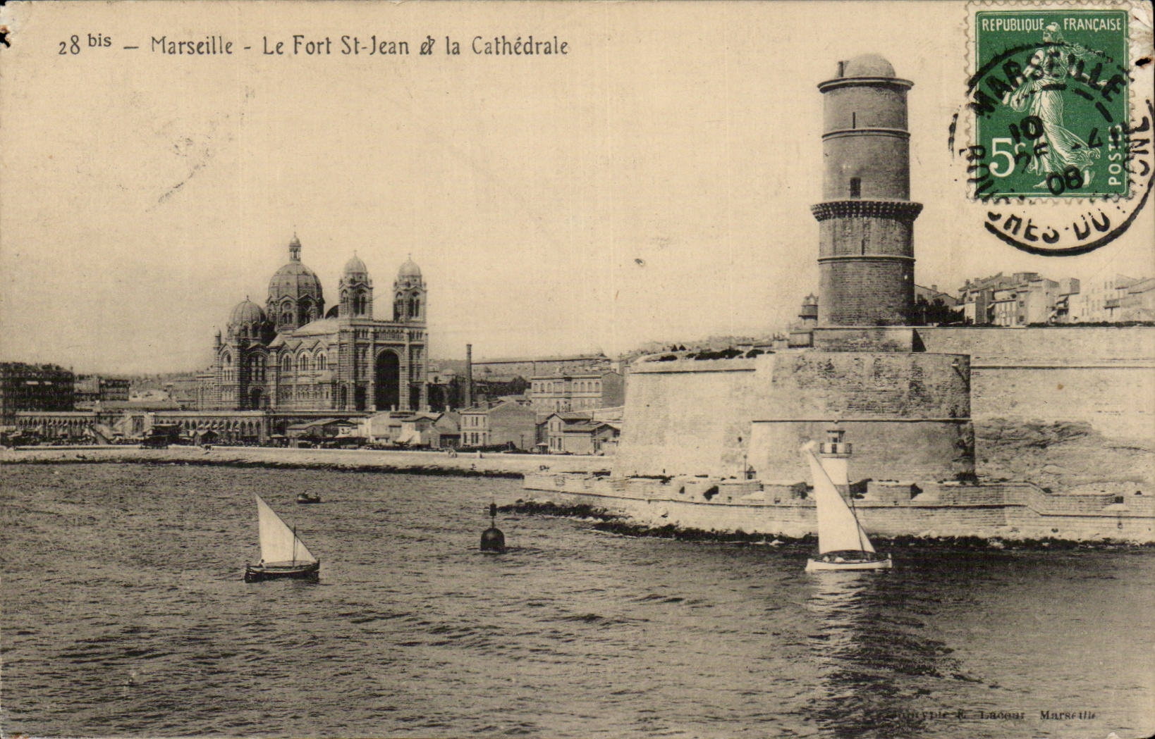Marseille CPA Le fort Saint Jean et la cathedrale