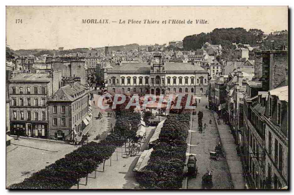 Morlaix CPA La place thiers et l'hotel de ville