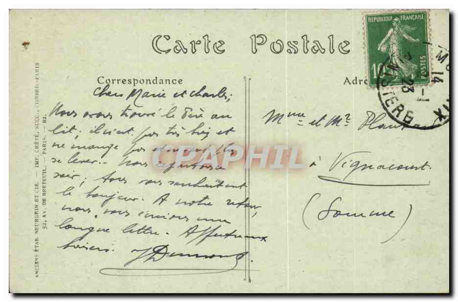 Morlaix CPA La place thiers et l'hotel de ville — Rückseite