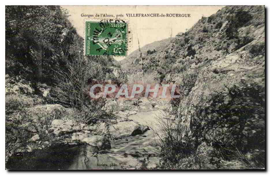 Gorges de l'Alzou, près VILLEFRANCHE-de-ROUERGUE — éditeur Sérères, n° de série non visible