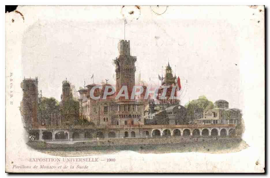 Paris CPA Exposition universelle 1900 Pavillons de Monaco et de suede (Sweden)
