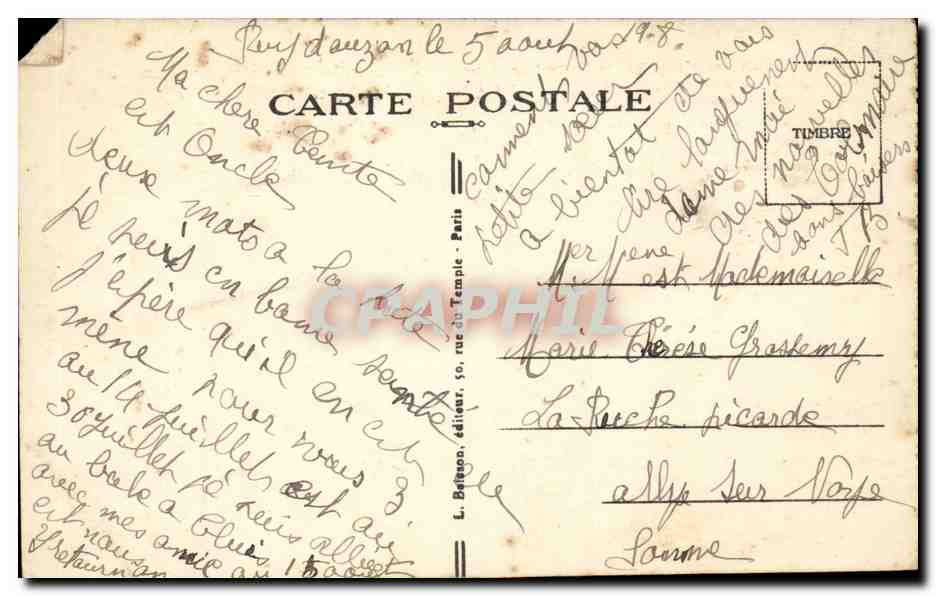 Paris CPA La Madeleine — Verso