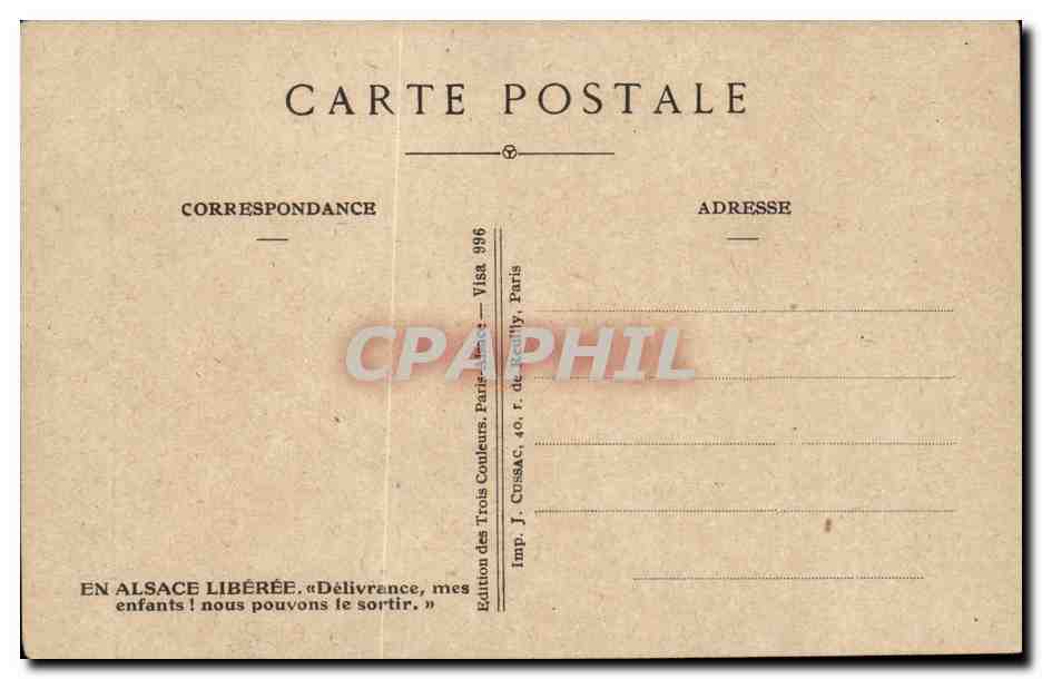 Alsace libérée — 1871-1918 — Édition des Trois Confeurs, Paris — Verso
