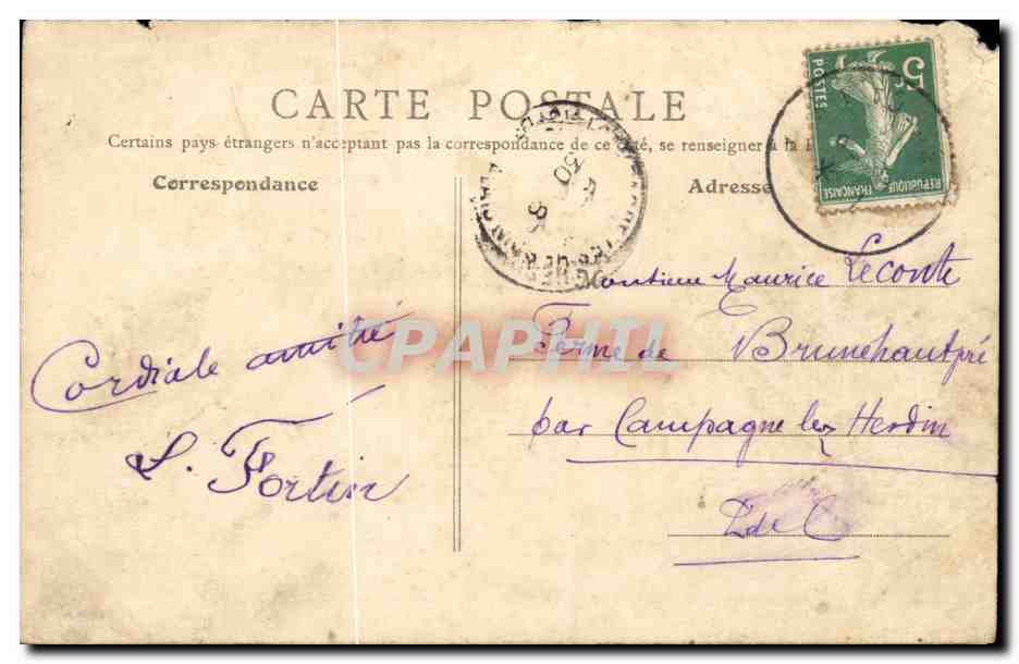 Boulogne sur Mer cPA Halle au poisson et quai Gambetta — Rückseite