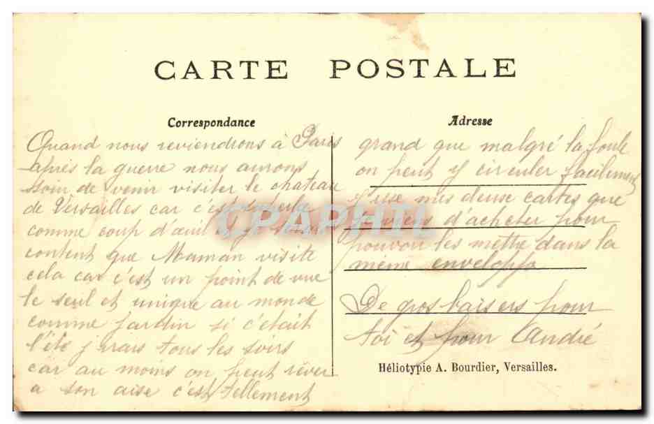 Versailles cPA Bassin d'Apollon — Verso