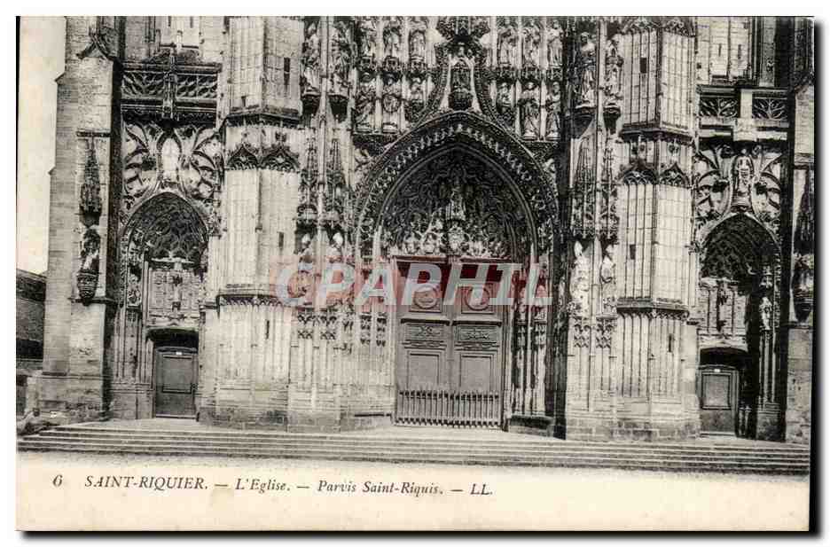 Saint Riquier CPA L'eglise Parvis Saint Riquis