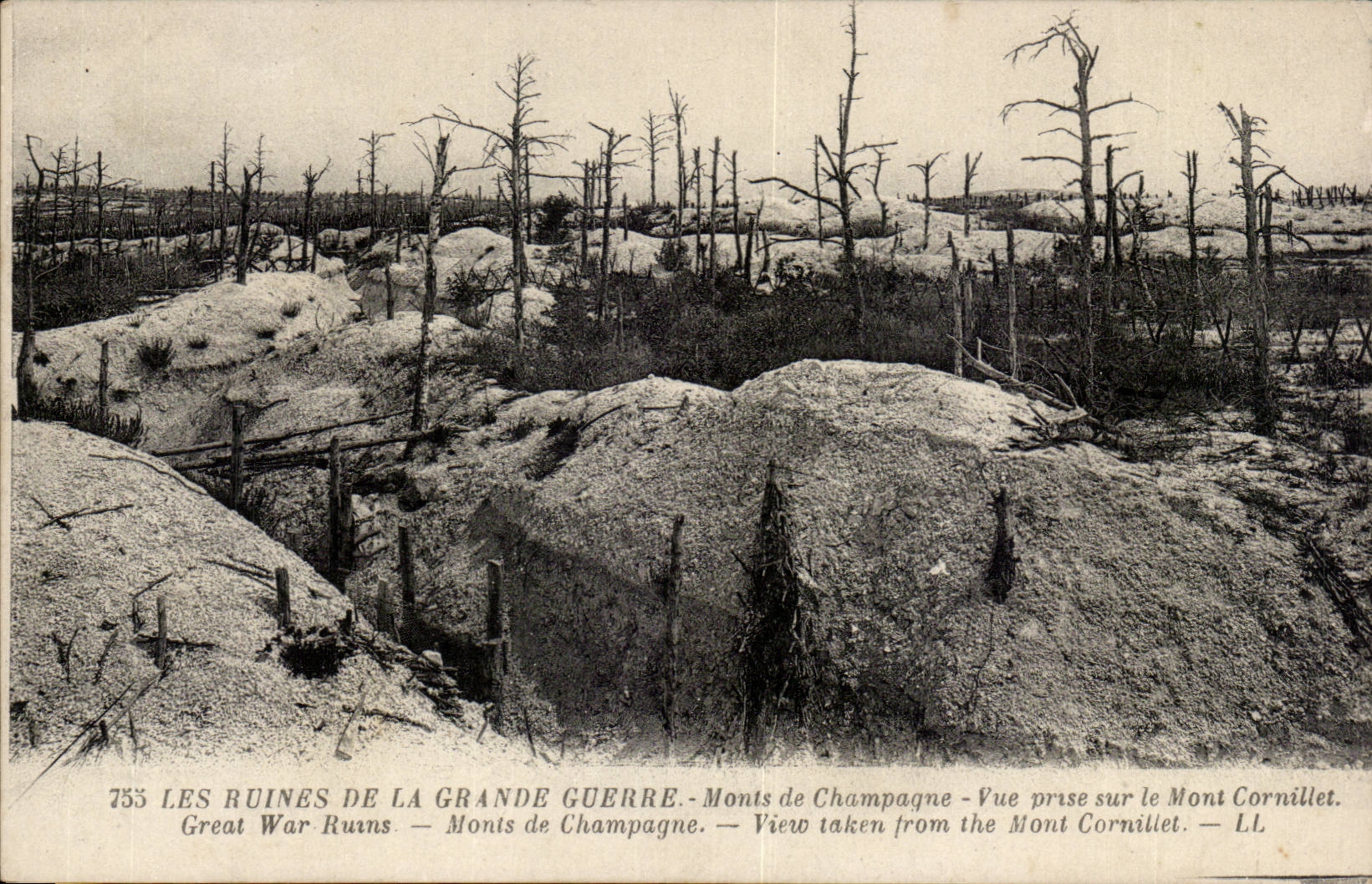 Les Ruines de la Grande Guerre — Monts de Champagne — Vue prise sur le Mont Cornillet — L.L.
