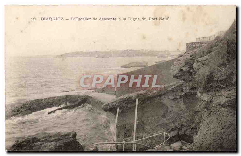 Biarritz - L'Escalier de Descente a la Digue du Pont Neuf - Bridge CPA 