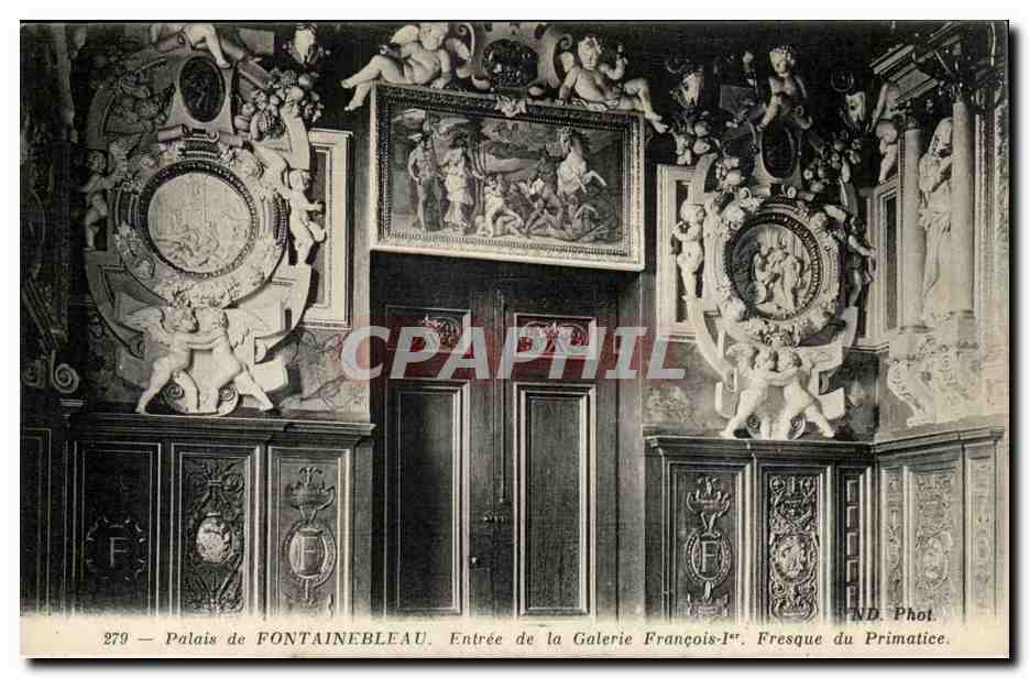 Palazzo di FONTAINEBLEAU — Entrata della Galleria di Francesco I — Affresco di Primatice — ND. Fot. n°279