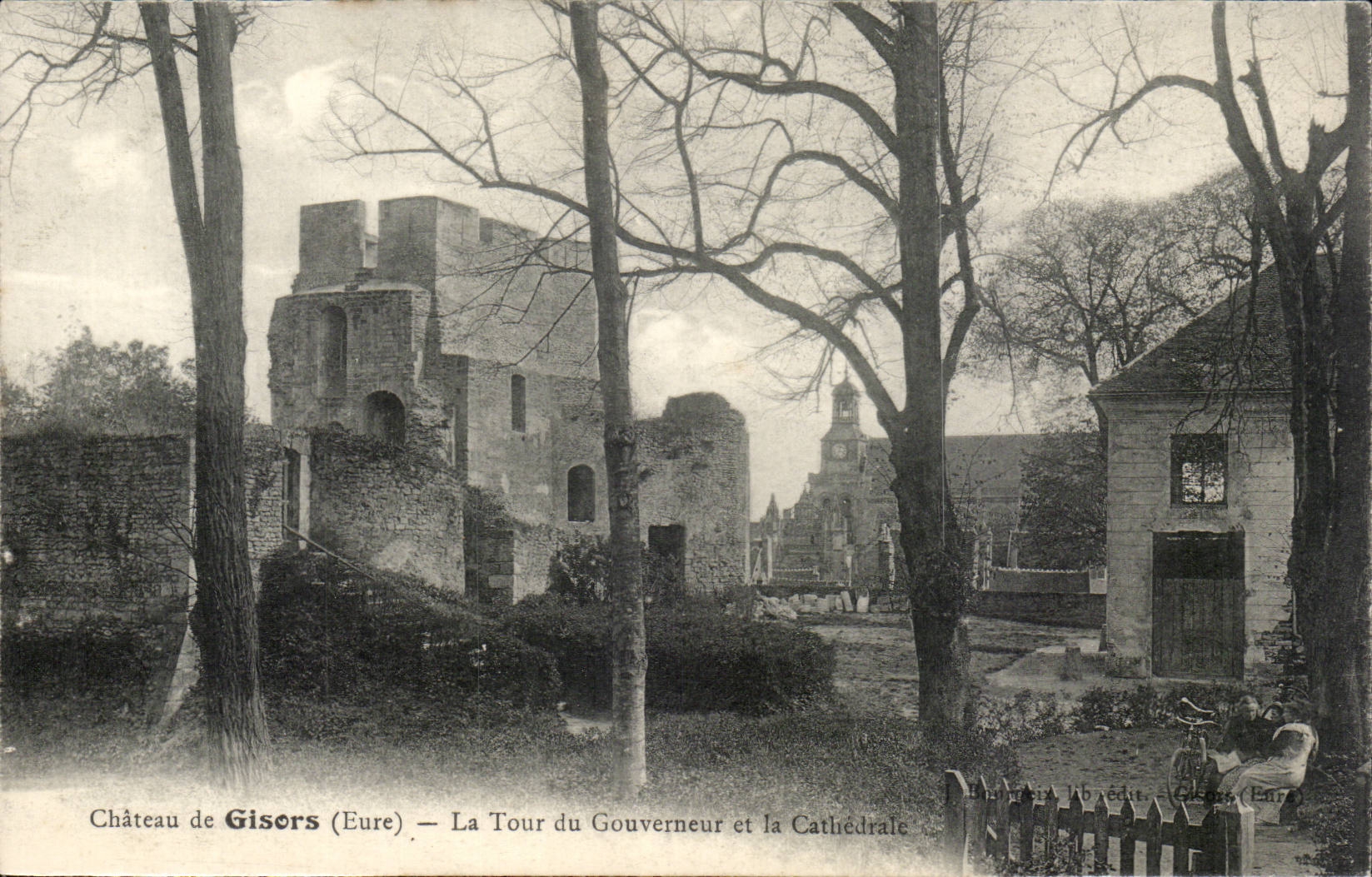 Schloss Gisors (Eure) — Turm des Gouverneurs und Kathedrale — Verleger: L. Brecut - Gisors (Eure)