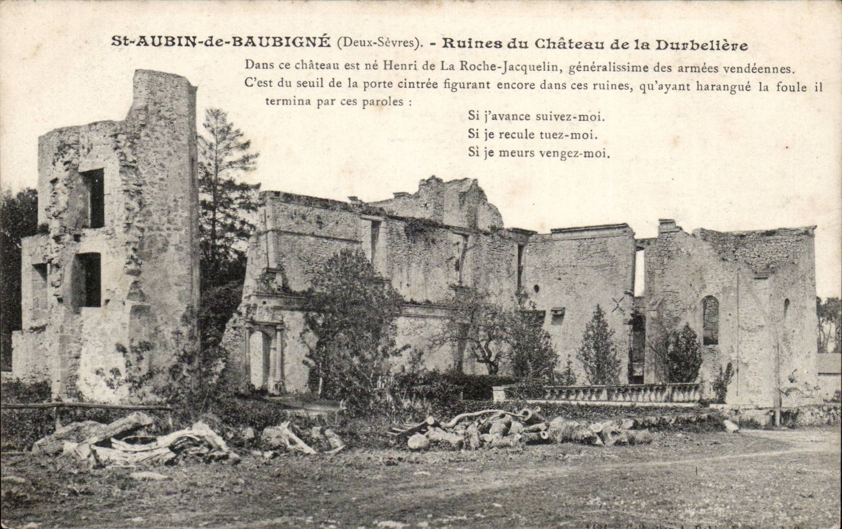 Saint Aubon de Baubigne CPA Ruines du chateau de la Durbeliere