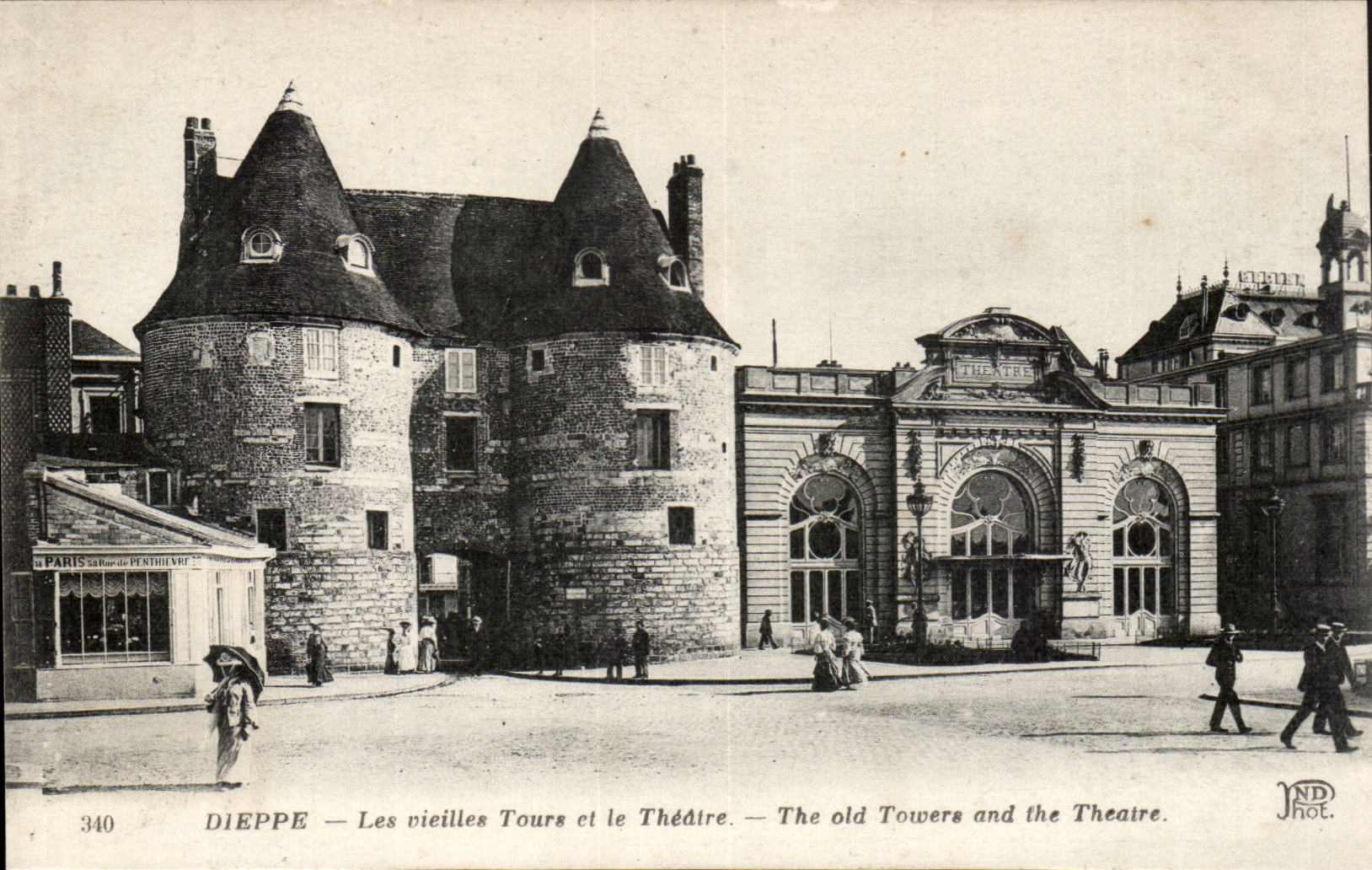 Dieppe CPA Les vieilles tours et le theatre