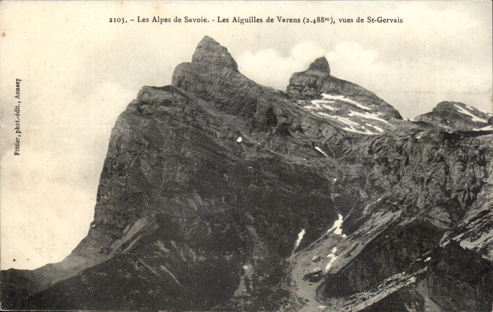Les Aiguilles de Varens (2.488m), vues de St-Gervais — Les Alpes de Savoie — Pittier, phot.-édit., Annecy