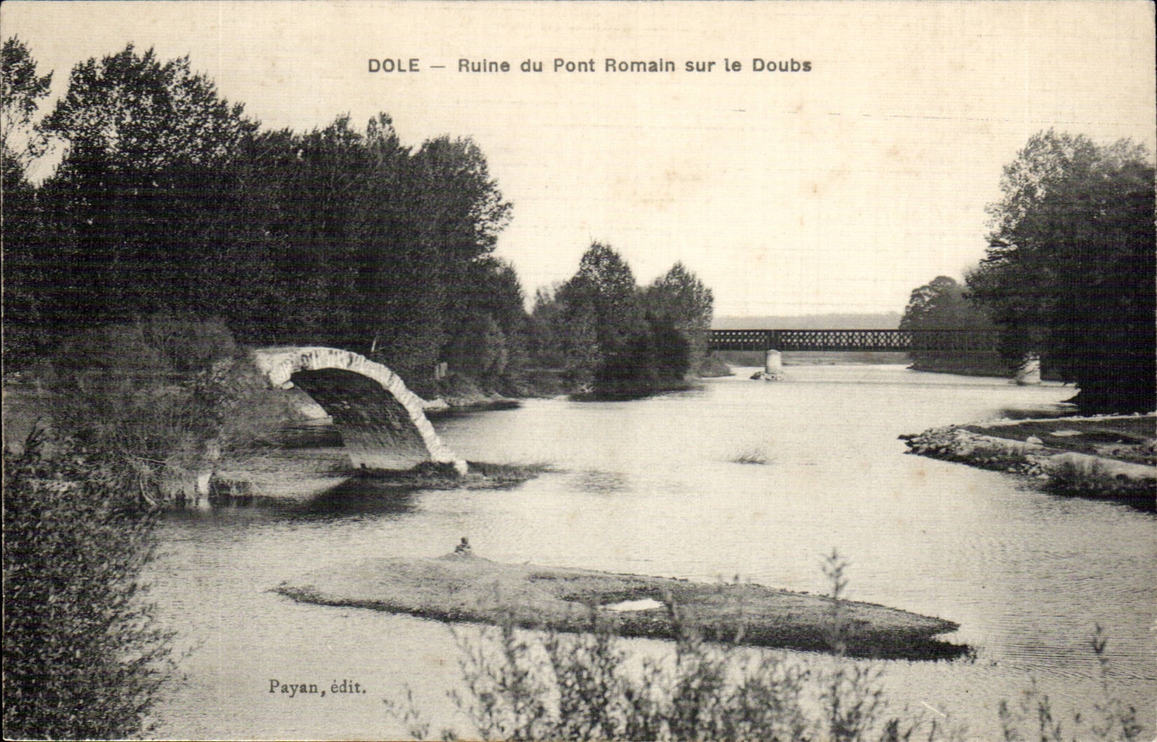 Dole CPA Ruine du pont romain sur le Doubs