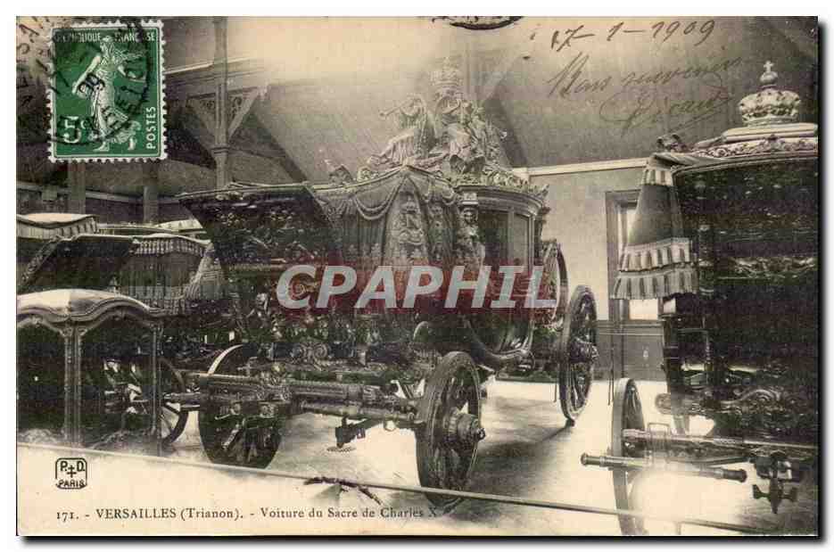 VErsailles CPA Voiture du sacre de Charles X