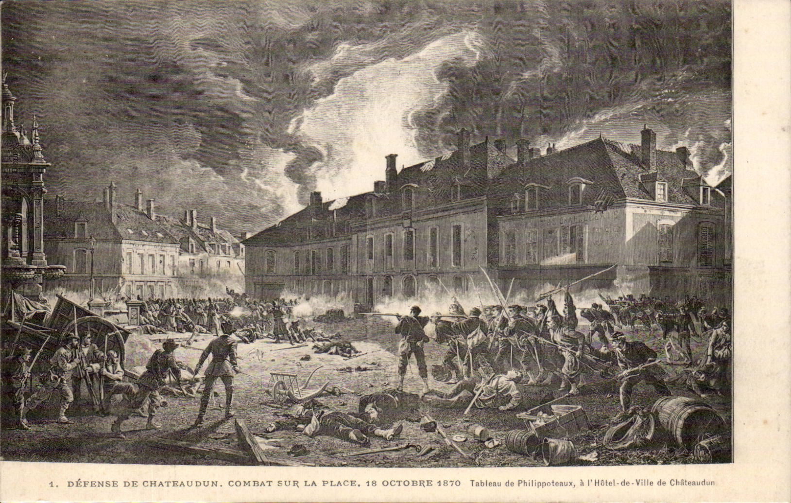Défense de Châteaudun — Combat sur la place, 18 octobre 1870 — Tableau de Philippoteaux, à l'Hôtel-de-Ville de Châteaudun