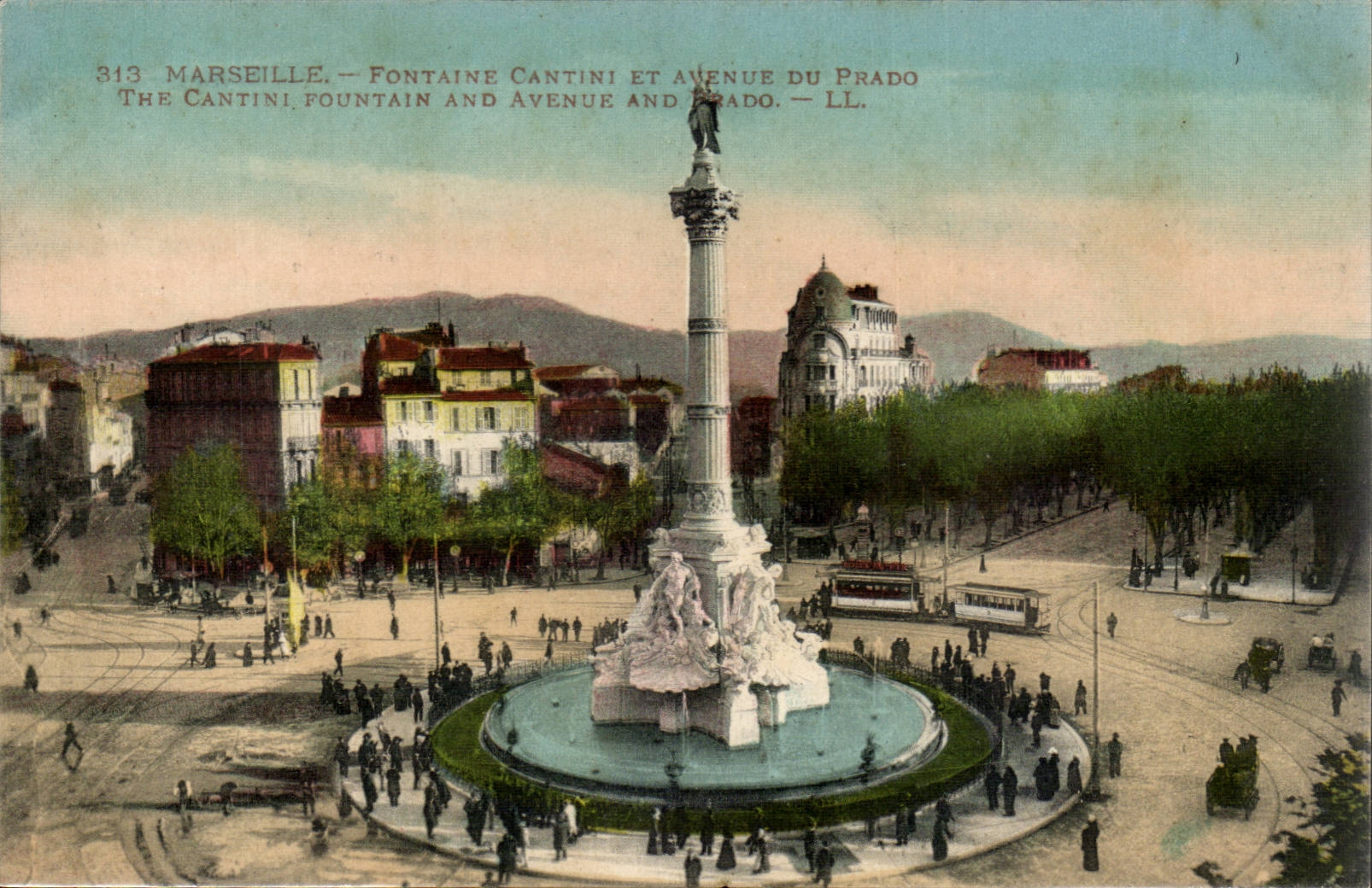 Marseille CPA Fontaine Cantini et avenue du Prado 
