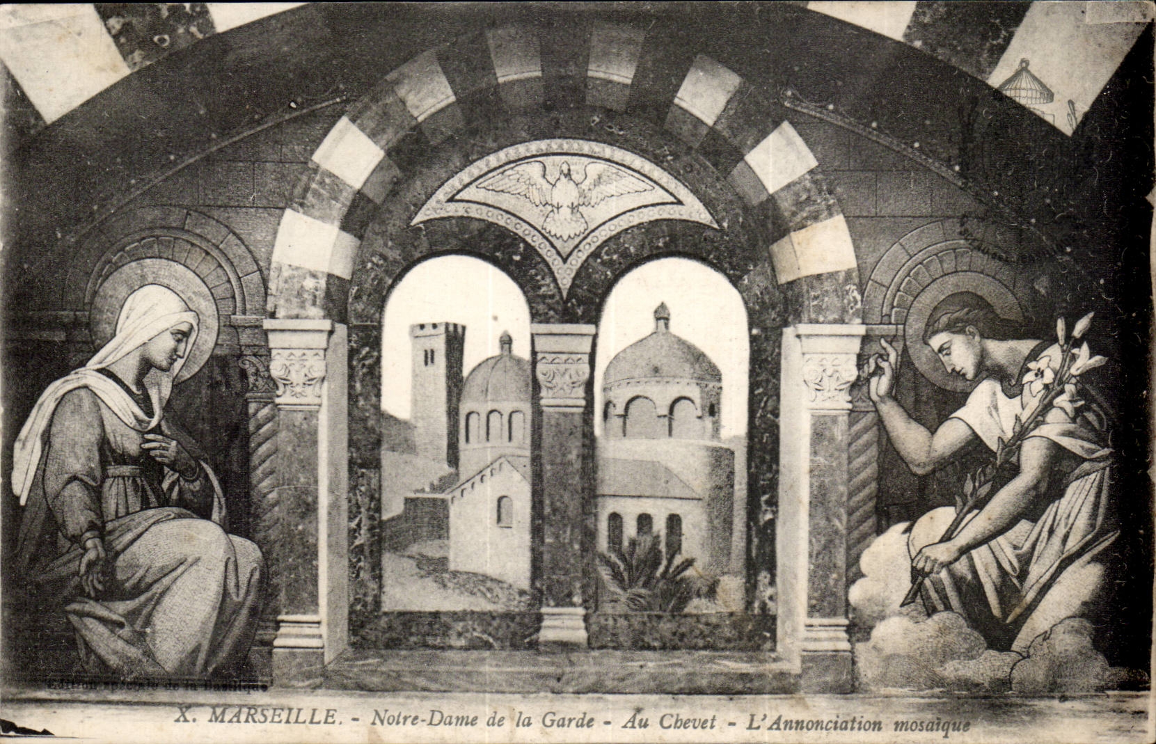 Marseille CPA Notre DAme de la garde Au chevet L'annonciation mosaique